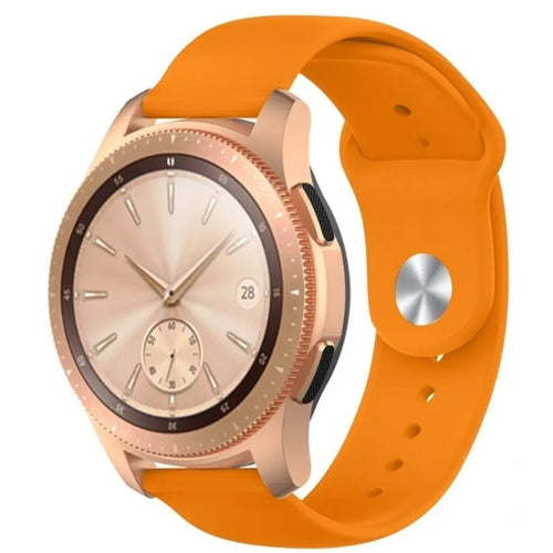 Silicone Sport Strap, orange, on a watch, 3/4 front view