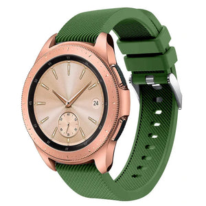 Twill Silicone Strap, army green, on a watch, 3/4 front view