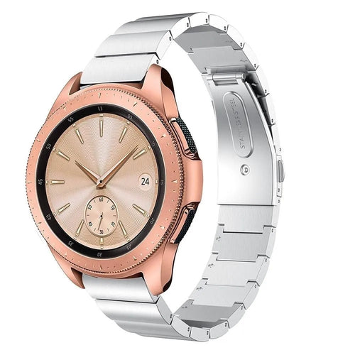 Premium Metal Strap, silver, on a watch, 3/4 front view