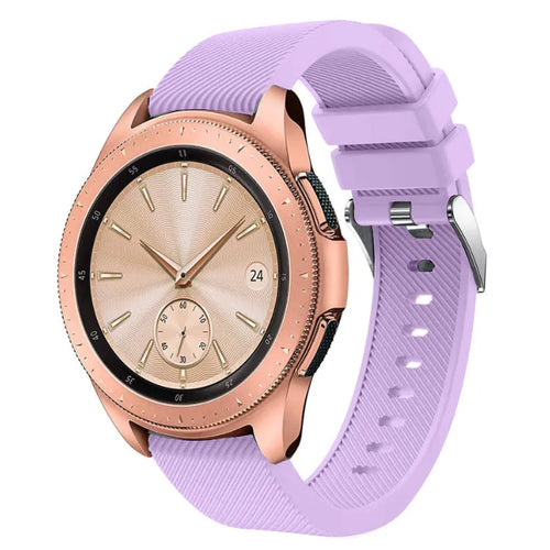 Twill Silicone Strap, lilac, on a watch, 3/4 front view
