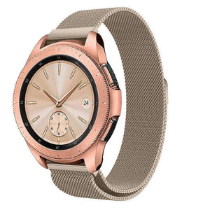 Milanese Strap, champagne, on a watch, 3/4 front view