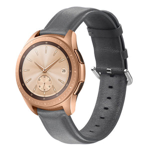 Leather Strap, dark grey, on a watch, 3/4 front view