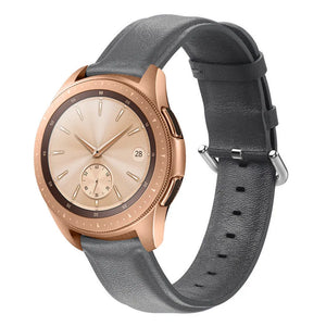 Leather Strap, dark grey, on a watch, 3/4 front view