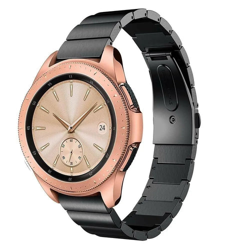 Premium Metal Strap, black, on a watch, 3/4 front view
