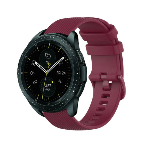 Premium Silicone Strap, dark red, on a watch, 3/4 front view