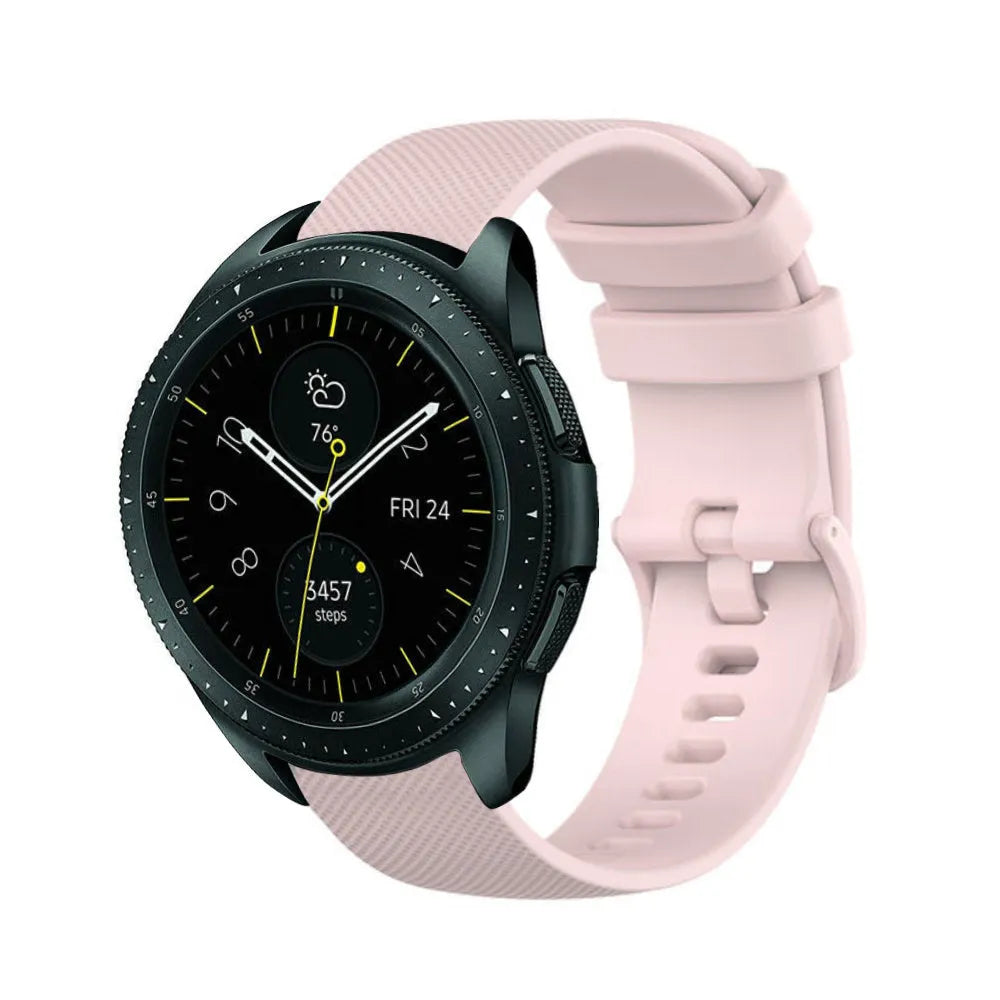 Premium Silicone Strap, pink, on a watch, 3/4 front view