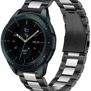 Steel Strap, black/silver, on a watch, 3/4 front view