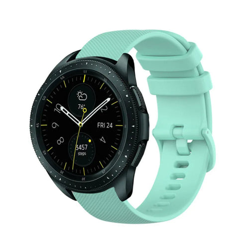 Premium Silicone Strap, aqua, on a watch, 3/4 front view