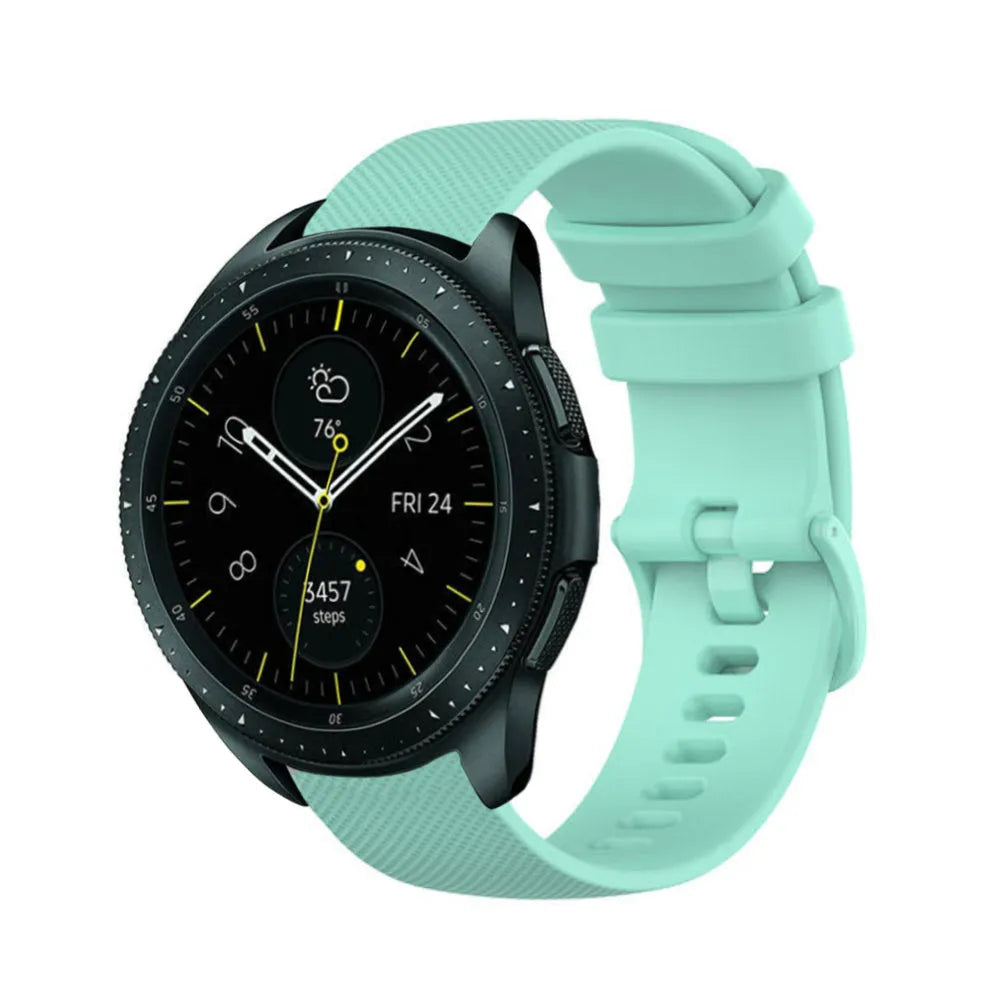 Premium Silicone Strap, aqua, on a watch, 3/4 front view