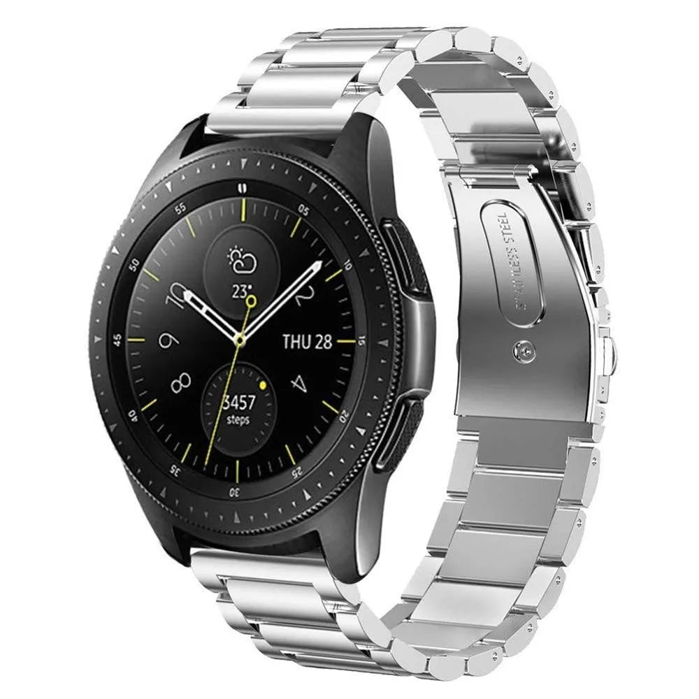 Titanium Strap, silver, on a watch, 3/4 front view