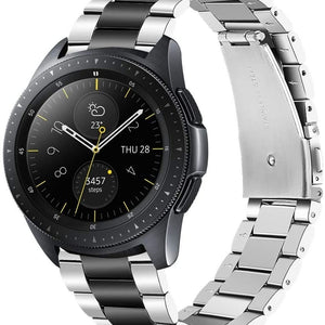 Steel Strap, silver/black, on a watch, 3/4 front view