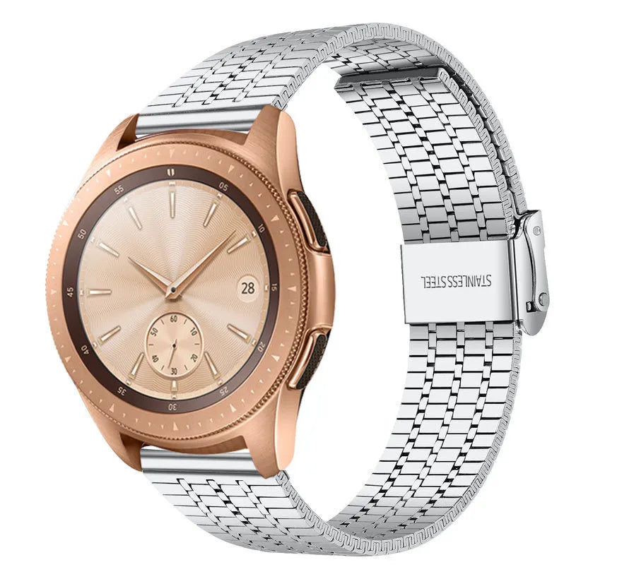 Fine Steel Strap, silver, on a watch, 3/4 front view