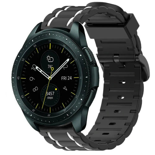 Silicone Strap 'Tough', black/white, on a watch, 3/4 front view