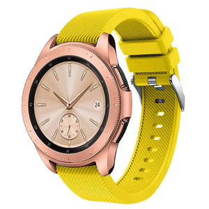Twill Silicone Strap, yellow, on a watch, 3/4 front view