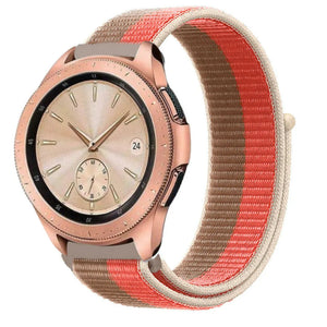 Nylon Strap, pink pomelo, on a watch, 3/4 front view