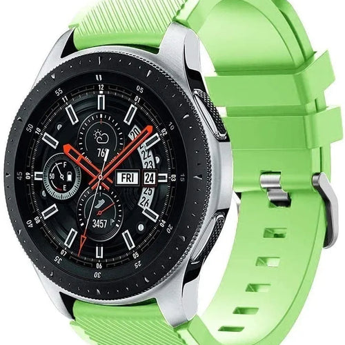 Twill Silicone Strap, light green, on a watch, 3/4 front view