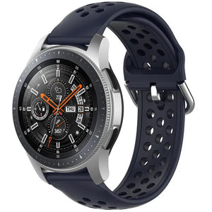 Breathable Silicone Strap, dark blue, on a watch, 3/4 front view