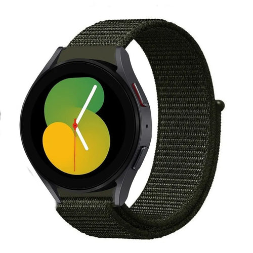 Nylon Strap, dark green, on a watch, 3/4 front view