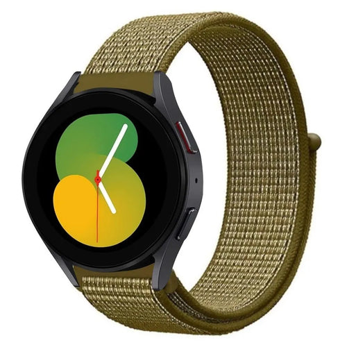 Nylon Strap, olive, on a watch, 3/4 front view