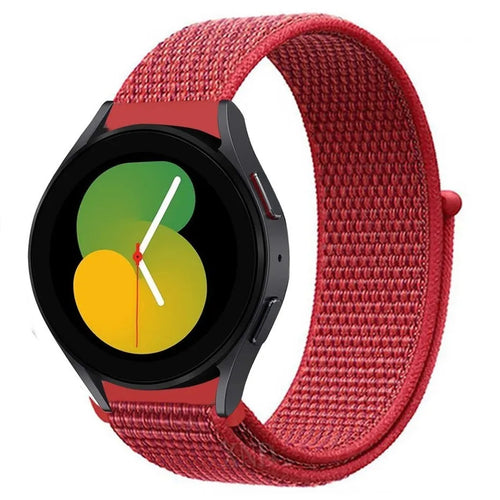 Nylon Strap, red, on a watch, 3/4 front view
