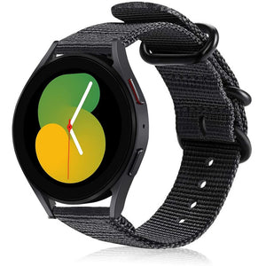 Nylon Buckle Strap, black, on a watch, 3/4 front view
