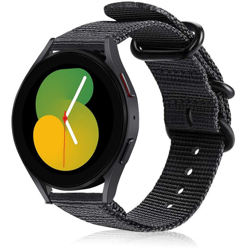 Nylon Buckle Strap, black, on a watch, 3/4 front view