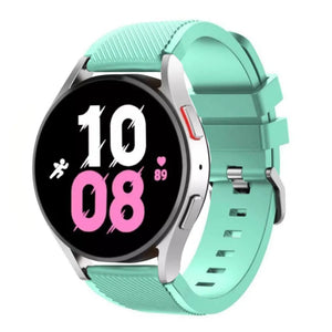 Twill Silicone Strap, aqua, on a watch, 3/4 front view