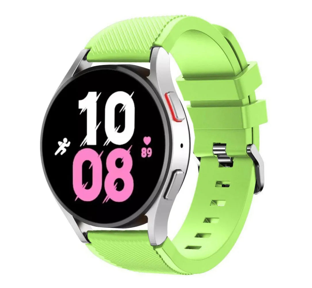 Twill Silicone Strap, light green, on a watch, 3/4 front view