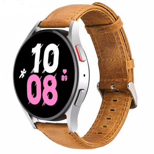 Leather Strap, brown, on a watch, 3/4 front view