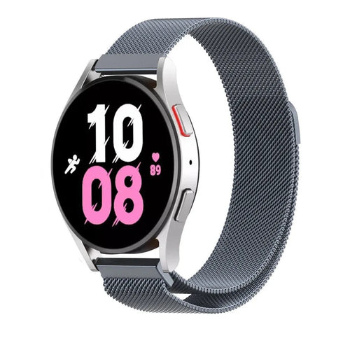 Milanese Strap, space grey, on a watch, 3/4 front view