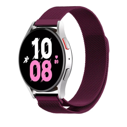 Milanese Strap, purple, on a watch, 3/4 front view