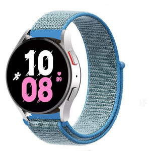 Nylon Strap, blue, on a watch, 3/4 front view