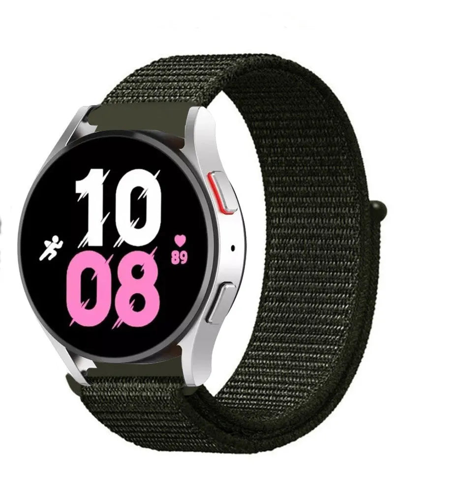Nylon Strap, dark green, on a watch, 3/4 front view