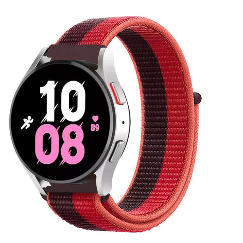 Nylon Strap, cherry magenta, on a watch, 3/4 front view