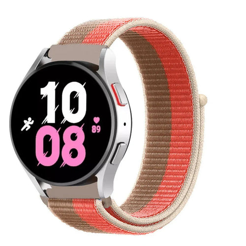 Nylon Strap, pink pomelo, on a watch, 3/4 front view