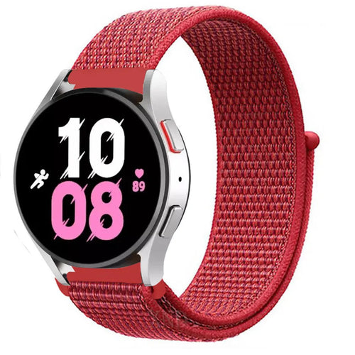 Nylon Strap, red, on a watch, 3/4 front view
