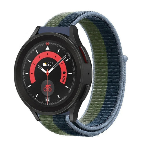 Nylon Strap, moss green, on a watch, 3/4 front view
