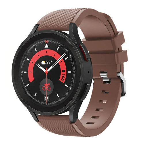 Twill Silicone Strap, brown, on a watch, 3/4 front view