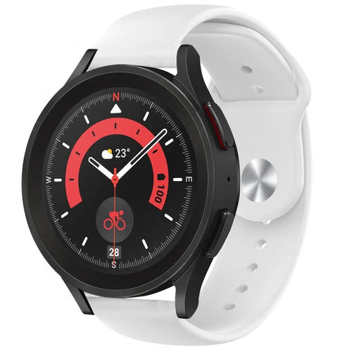 Silicone Sport Strap, white, on a watch, 3/4 front view