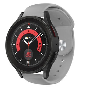 Silicone Sport Strap, grey, on a watch, 3/4 front view