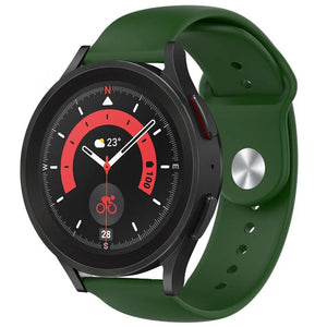 Silicone Sport Strap, army green, on a watch, 3/4 front view