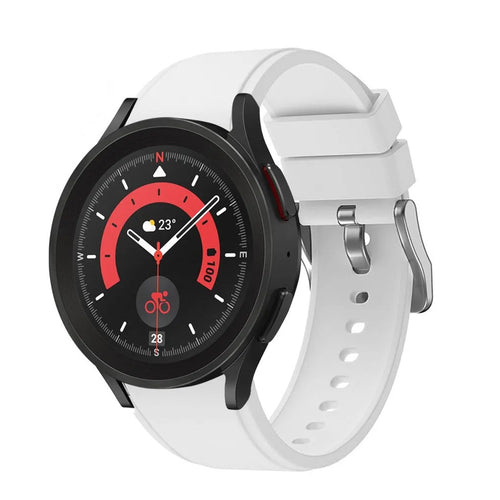 Silicone Strap 'Perfect Fit', white, on a watch, 3/4 front view