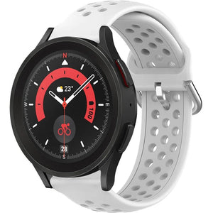 Breathable Silicone Strap, white, on a watch, 3/4 front view