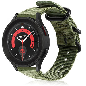 Nylon Buckle Strap, green, on a watch, 3/4 front view