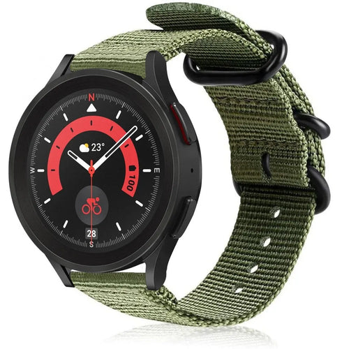 Nylon Buckle Strap, green, on a watch, 3/4 front view