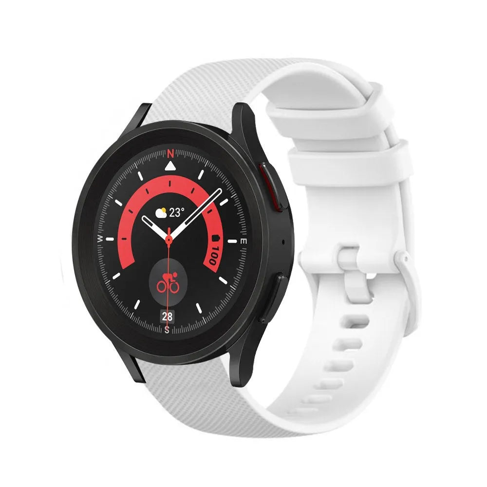Premium Silicone Strap, white, on a watch, 3/4 front view