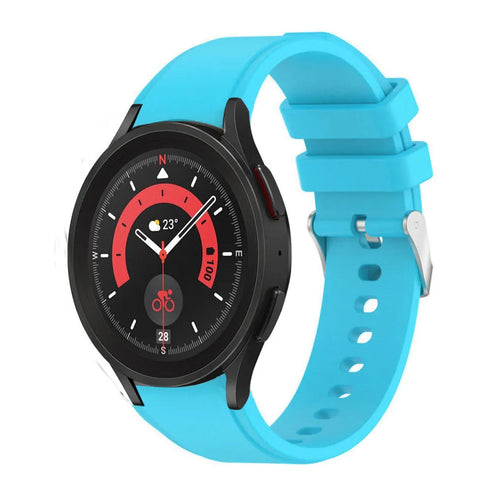 Silicone Strap 'Perfect Fit', light blue, on a watch, 3/4 front view