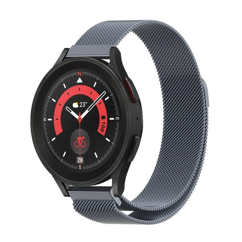Milanese Strap, space grey, on a watch, 3/4 front view