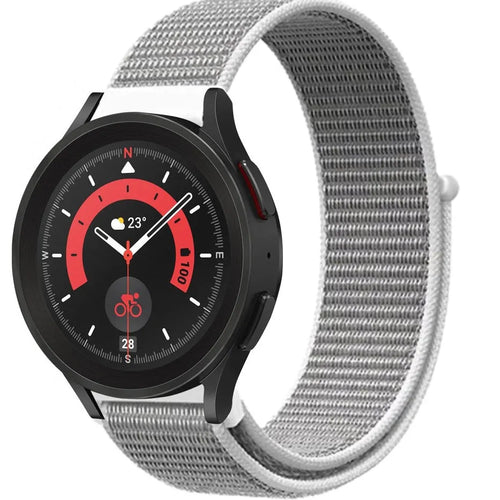 Nylon Strap, grey, on a watch, 3/4 front view