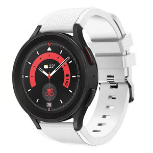 Twill Silicone Strap, white, on a watch, 3/4 front view
